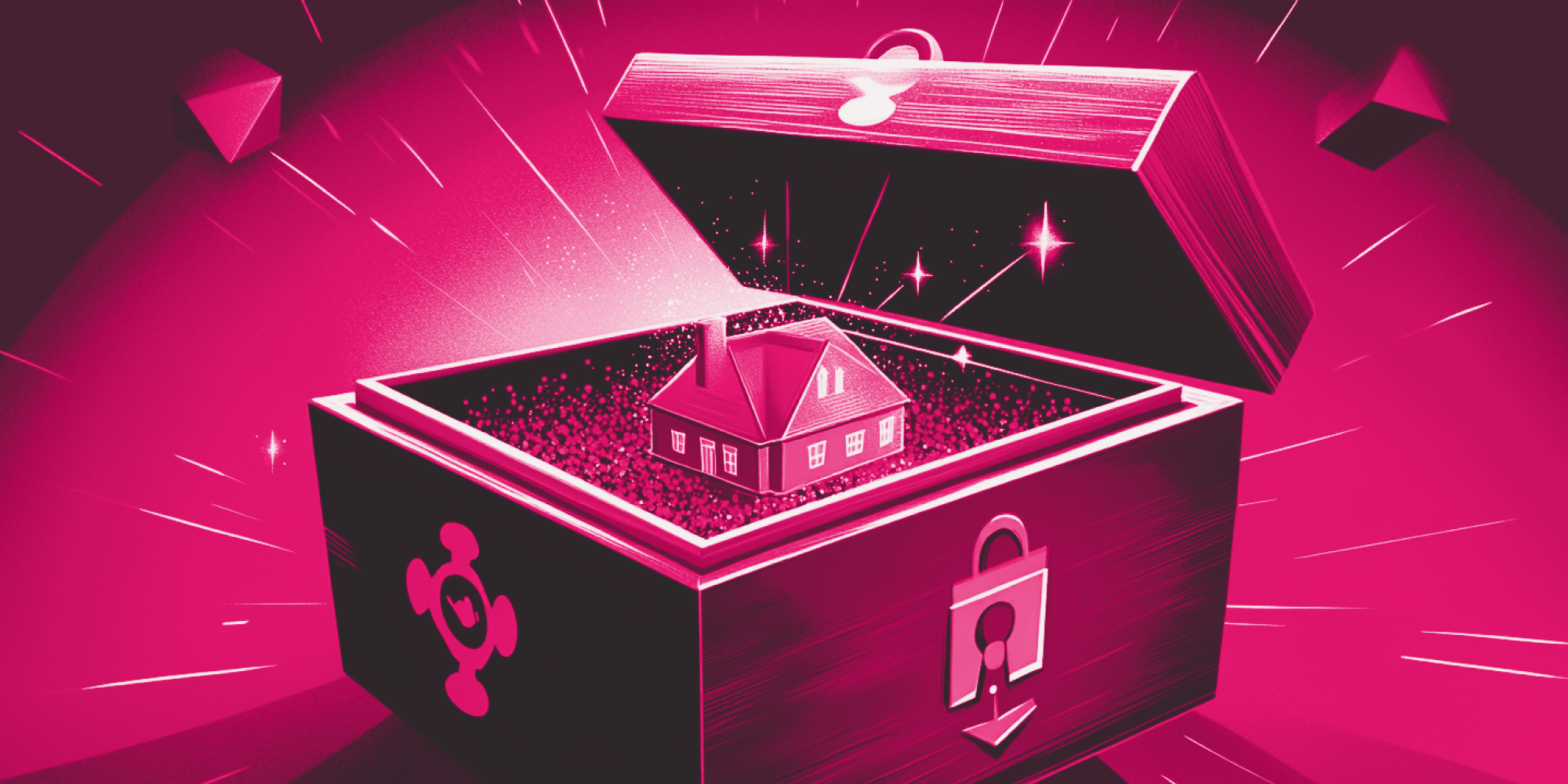 Conceptual image of UK house in treasure chest