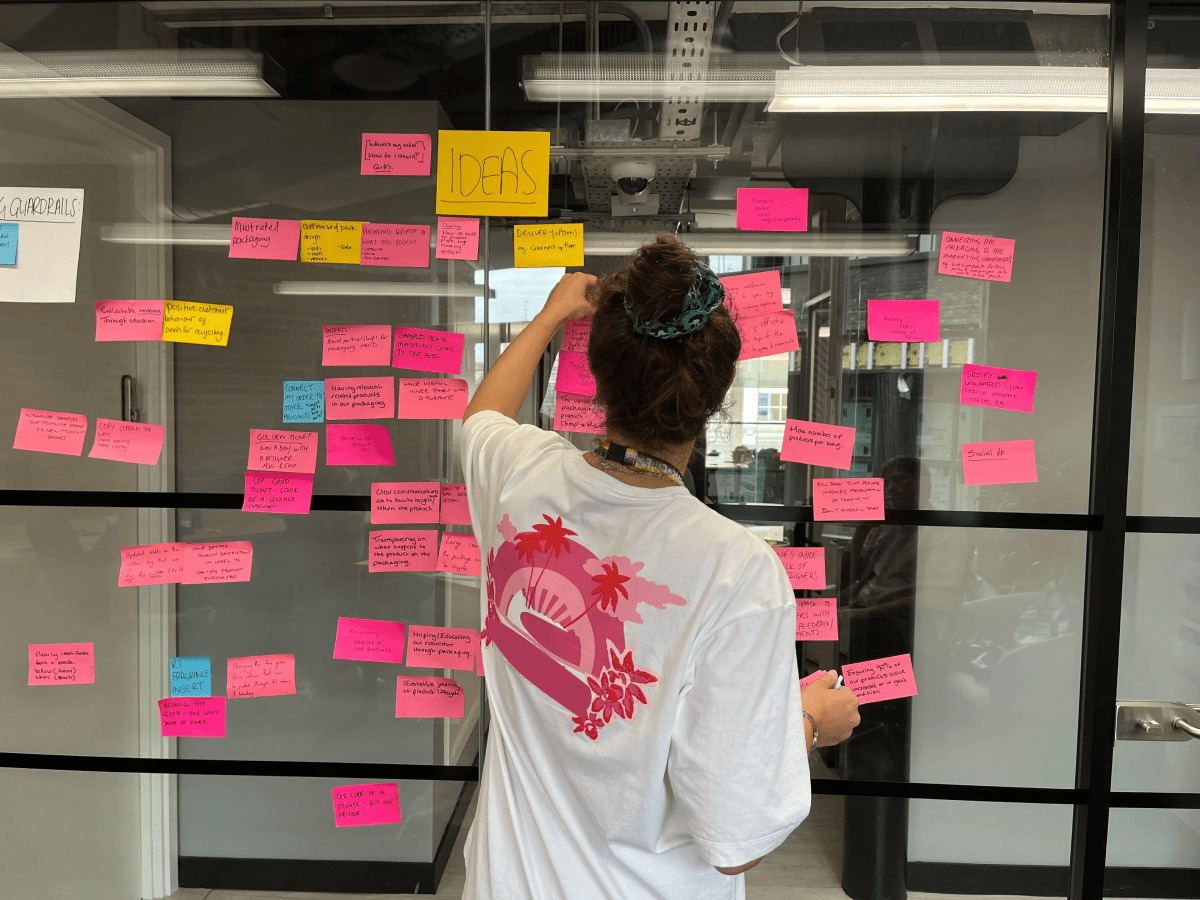 Hattie Camp brainstorming with post-it notes