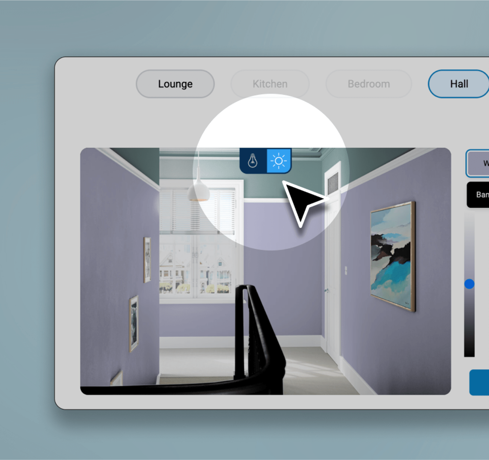 Options to have natural or artificial light in the Wickes paint visualiser